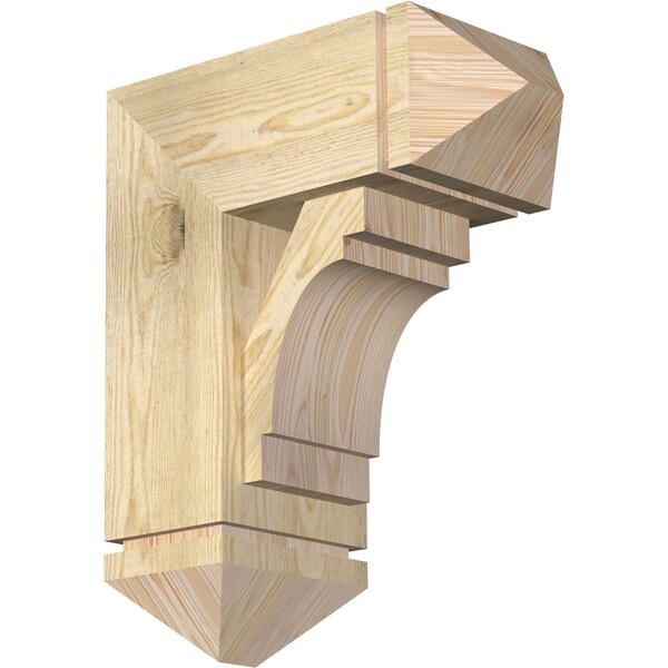 Ekena Millwork Merced Arts and Crafts Rough Sawn Bracket w/ Offset Brace, Douglas Fir, 8"W x 18"D x 22"H BKT0806X18X22MRC03RDF - main